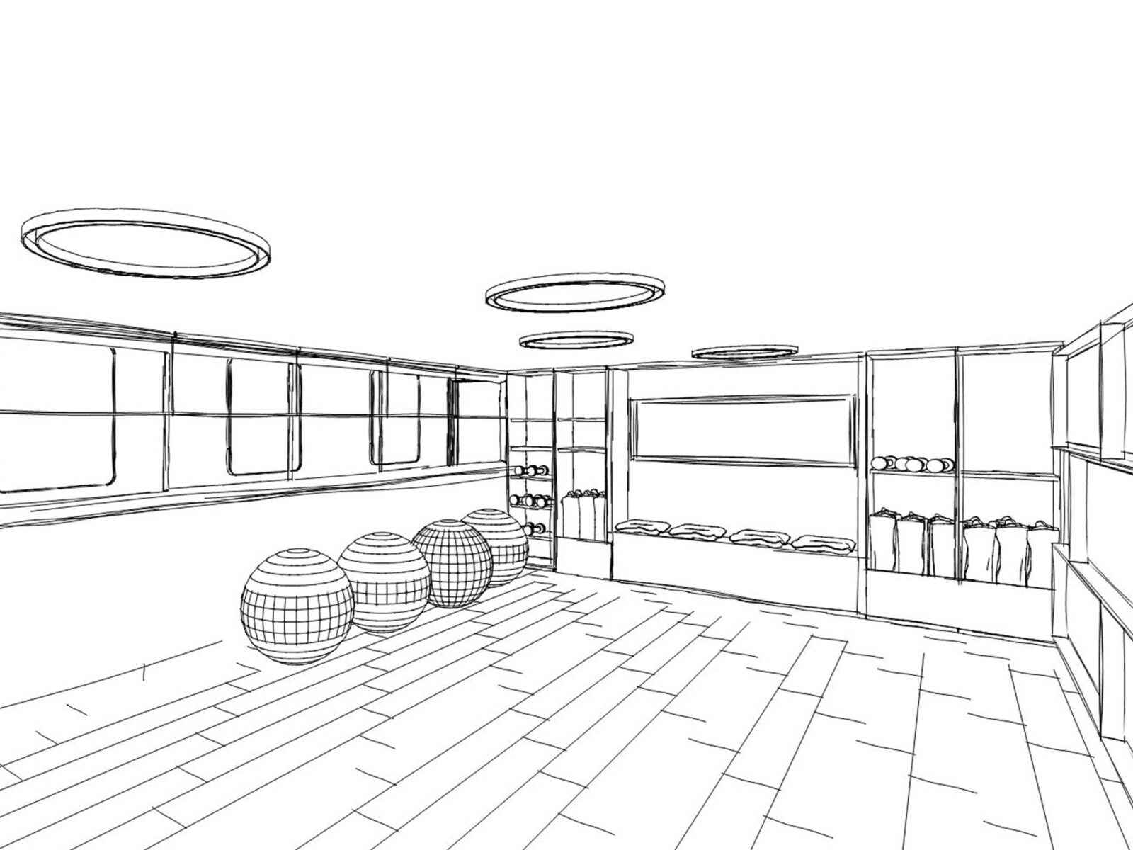 Espace pilate sas degagement vestiaire croquis Linstant pour soi