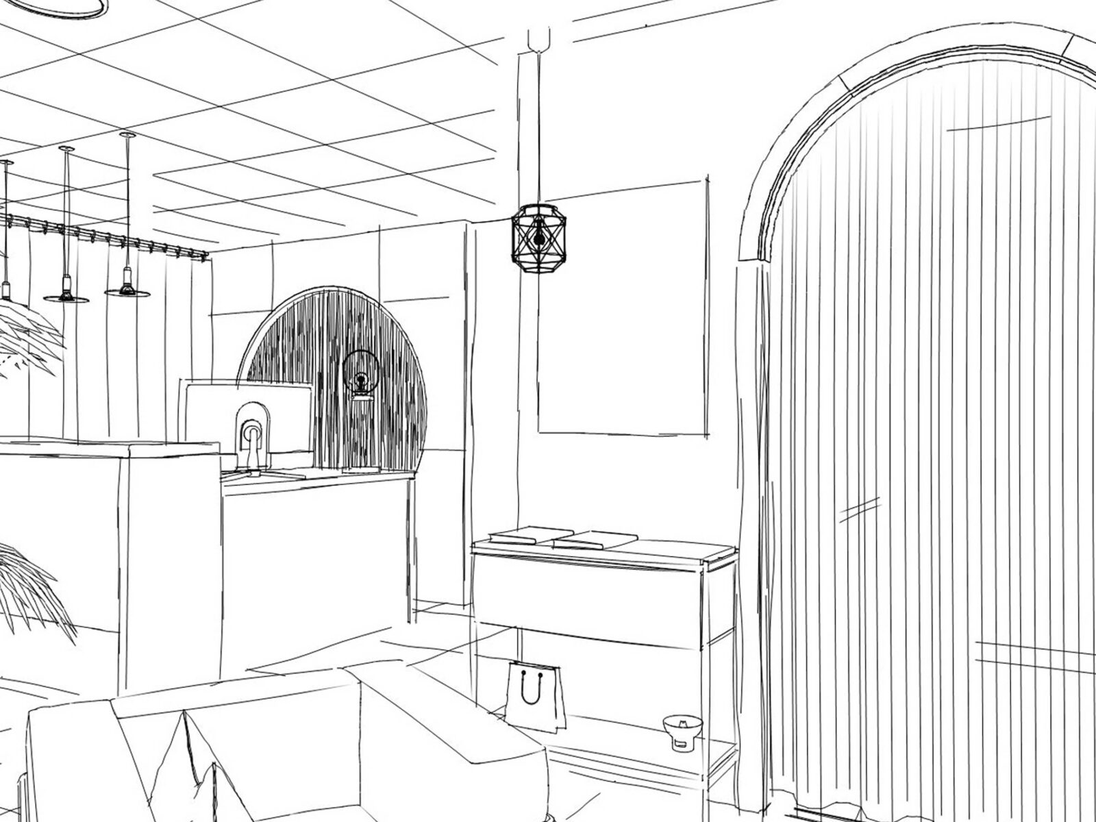 Hall principal avec onglerie croquis Linstant pour soi LILF