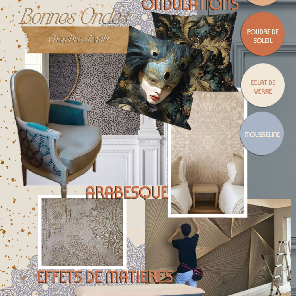 Bonnes Ondes - Chambre amis - planche ambiance - Les Interieurs de Lena et Fanny