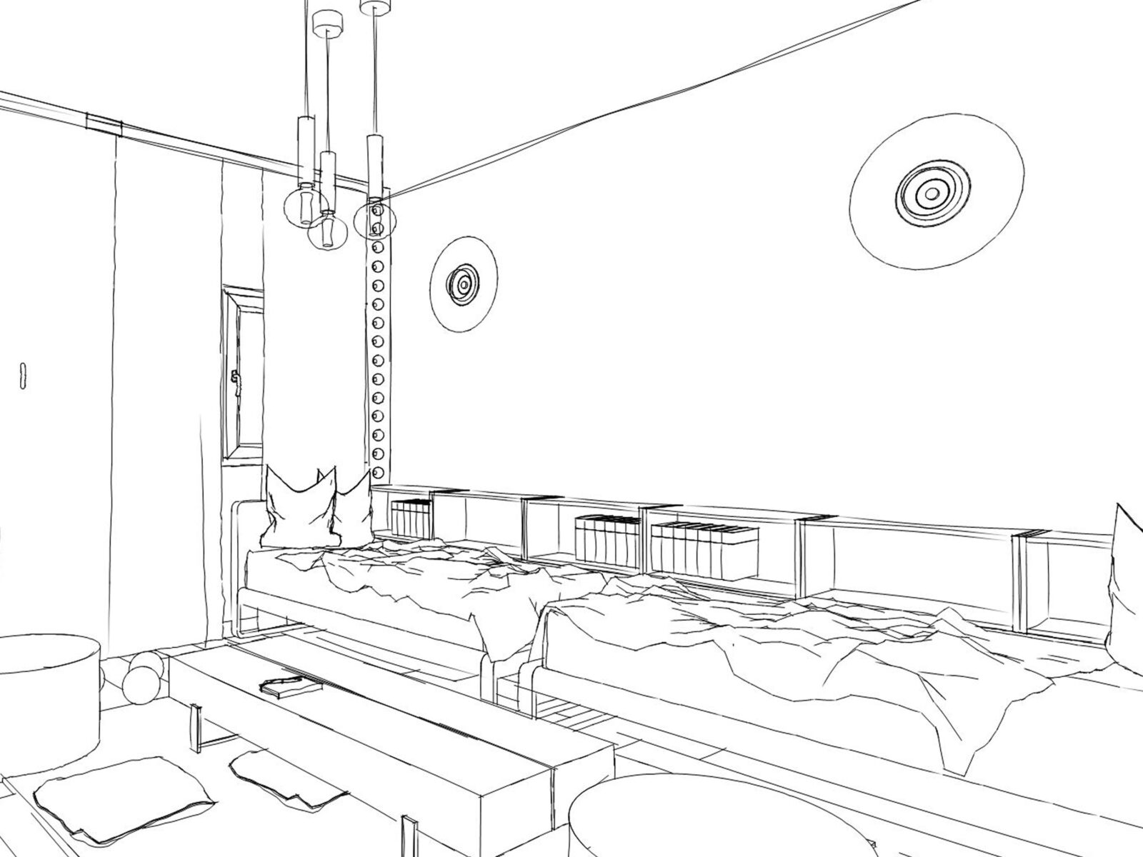Bonnes Ondes Chambre enfants croquis papier peint panoramique Les Interieurs de Lena et Fanny 2