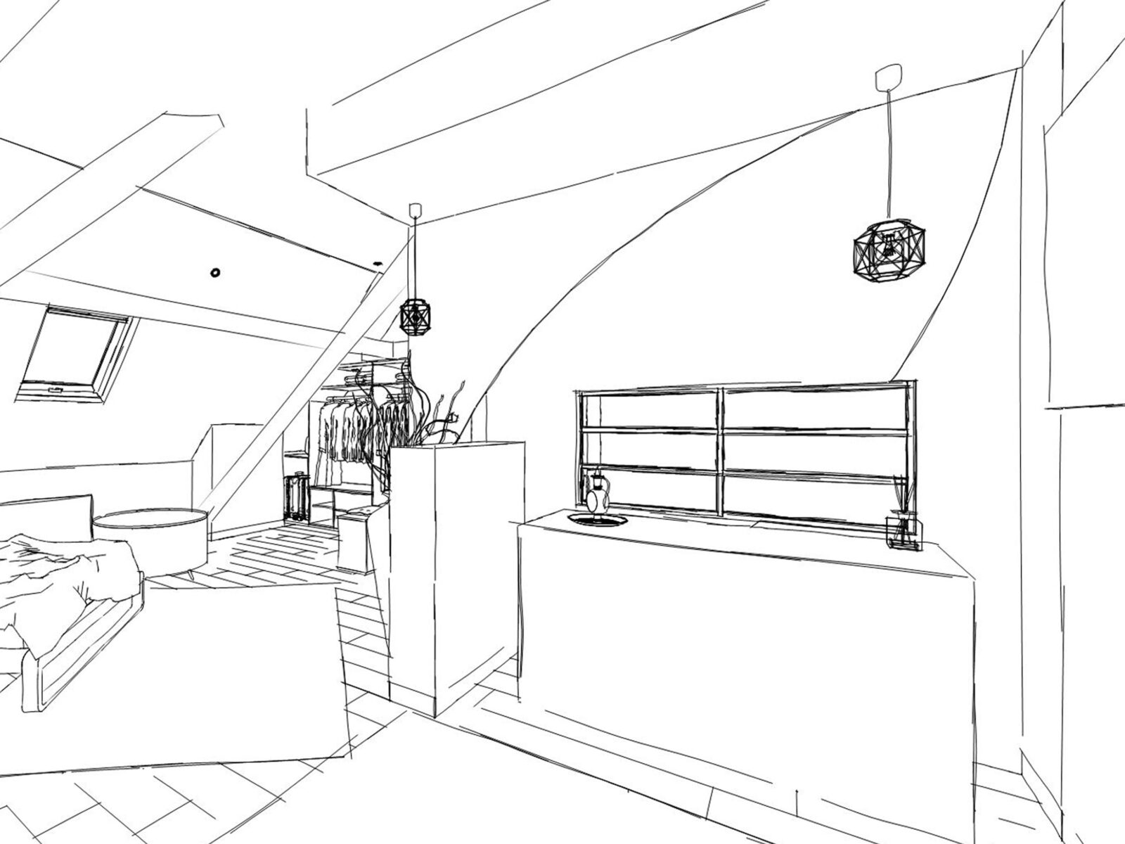 Bonnes Ondes Chambre parentale croquis vue globale Les Interieurs de Lena et Fanny
