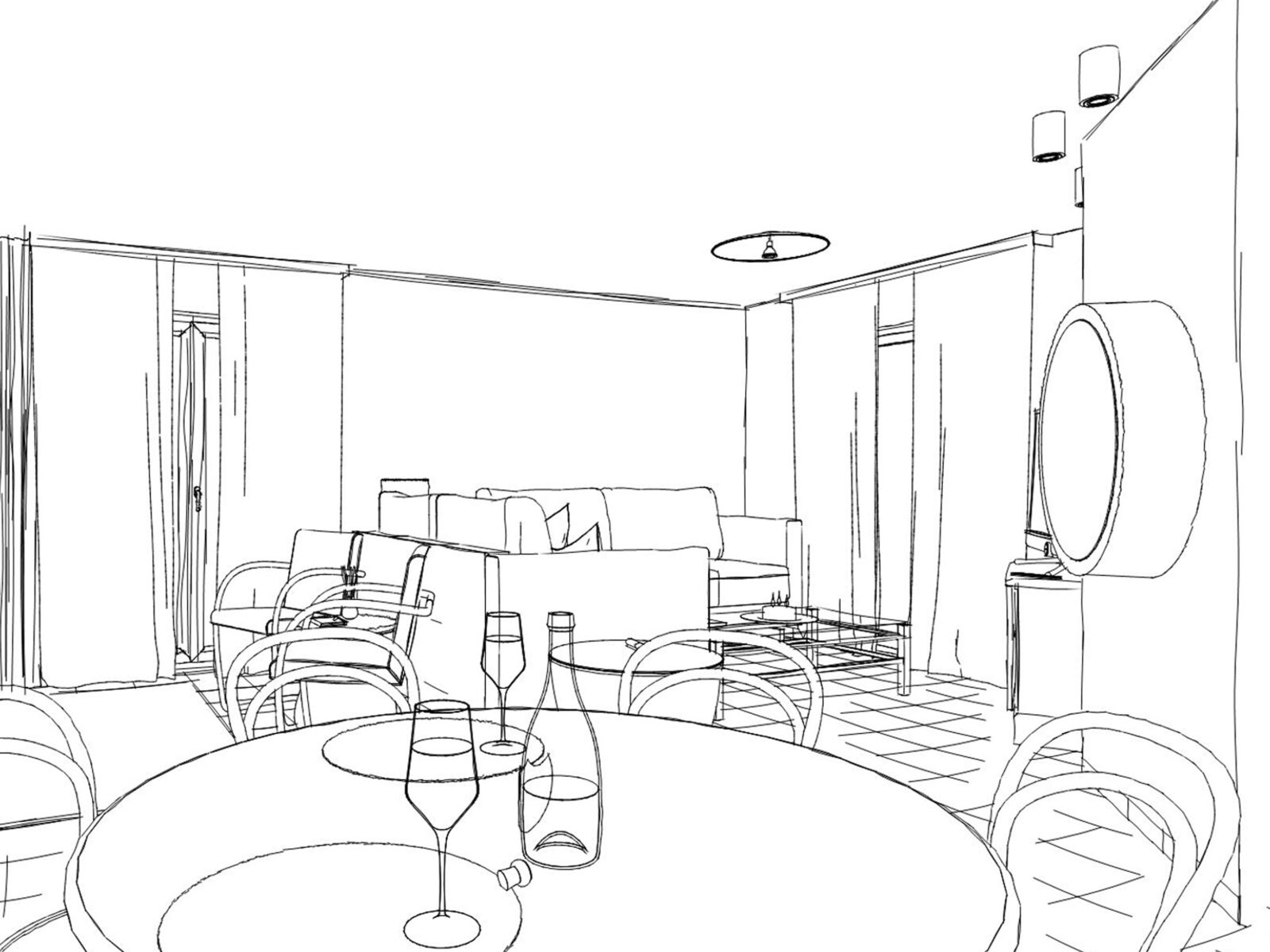 Douceur Graphique croquis papier peint Golda Les Interieurs Lena et Fanny