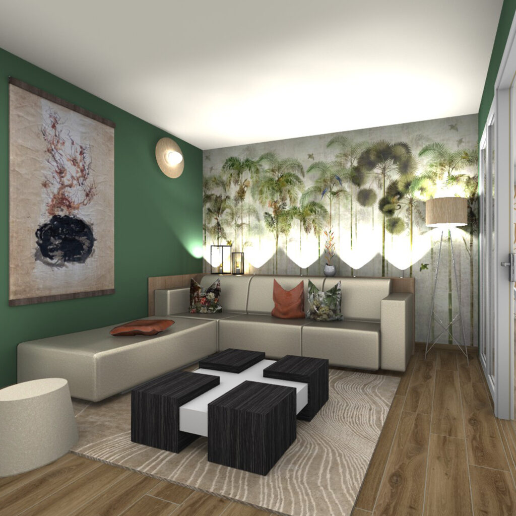 Green Velvet 10 Salon-television-canape angle-ethnique-Les-Interieur-de-Lena-et-Fanny